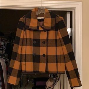 Loft buffalo plaid wool coat.